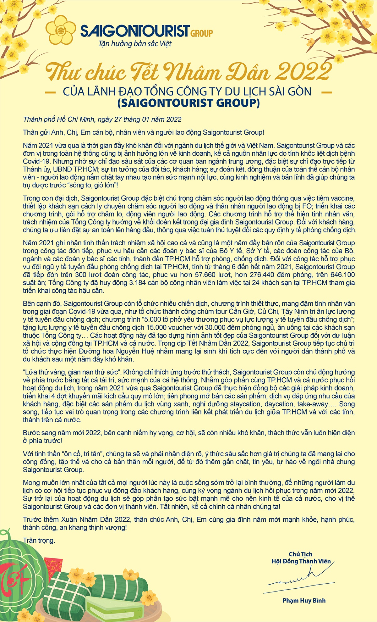 Chủ tịch Saigontourist Group gửi thư động viên và kỳ vọng cán bộ - người lao động - ảnh 1