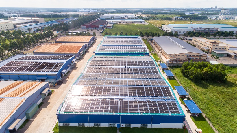 Dự án điện mặt trời mái nhà do Nami Solar đầu tư tại Khu Công nghiệp Bàu Bàng, Bình Dương. Ảnh công ty cung cấp