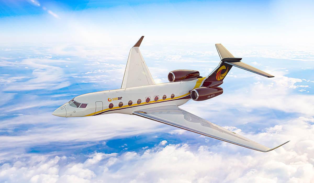 Hình ảnh thương hiệu máy bay Sun Air.